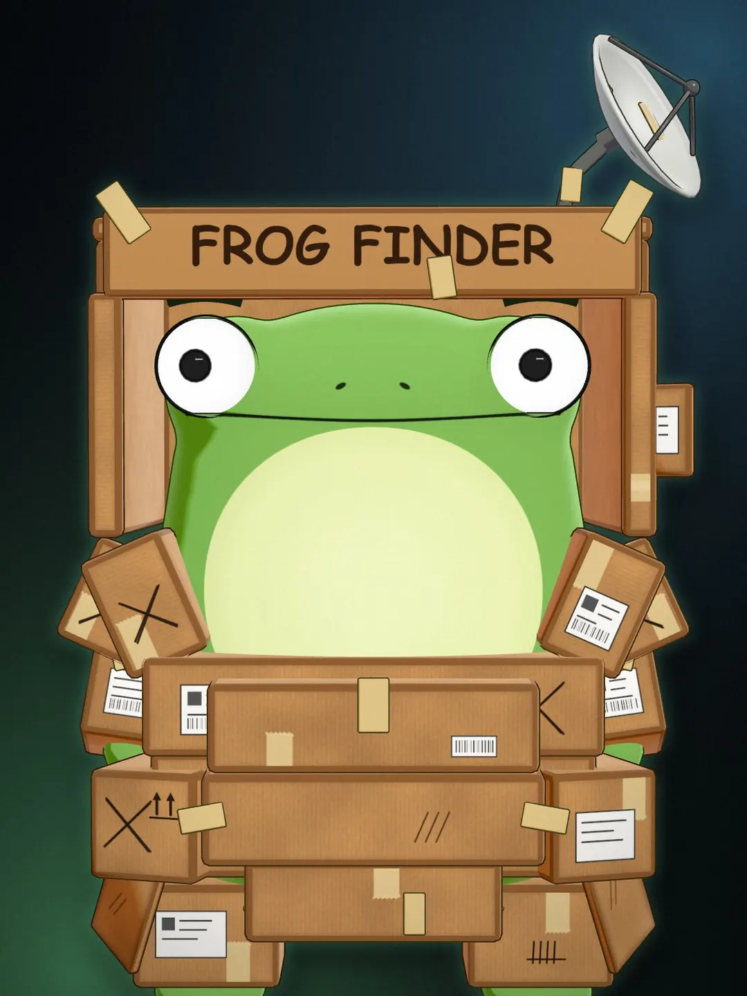 Sir Ribbit in the Cardboard Commando outfit, rendered in the app